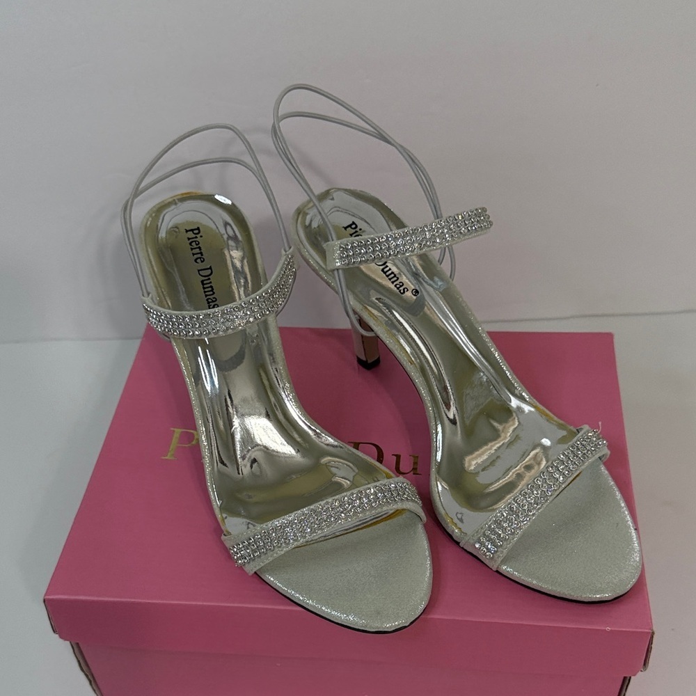 Pierre Dumas Sparkling Silver Strappy Heels